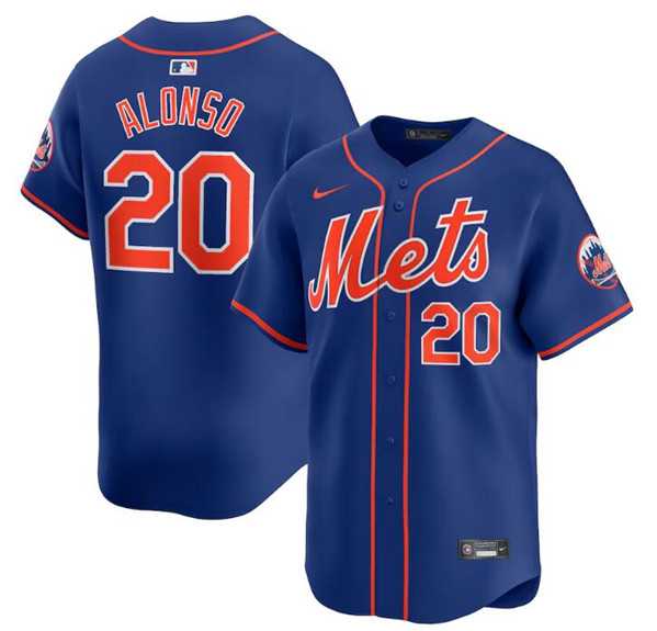Men%27s New York Mets #20 Pete Alonso Royal 2024 Alternate Limited Stitched Baseball Jersey Dzhi
